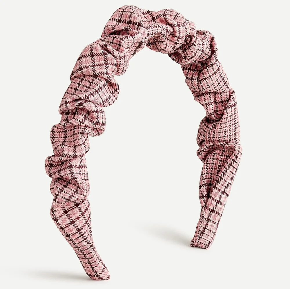 New! J. Crew Scrunchie Head band in Pink Plaid NWT Hair